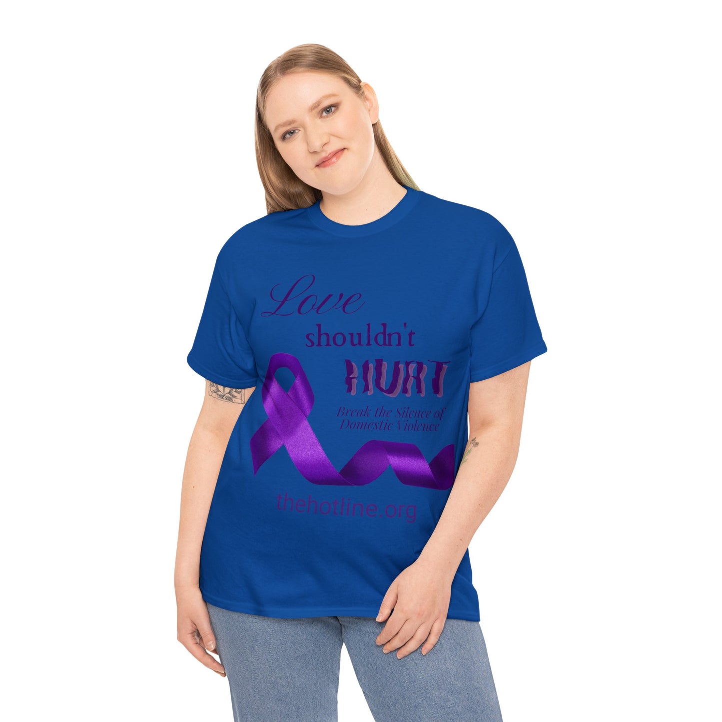Love Shouldn't Hurt DVA Heavy Cotton Tee (Purple Graphic)