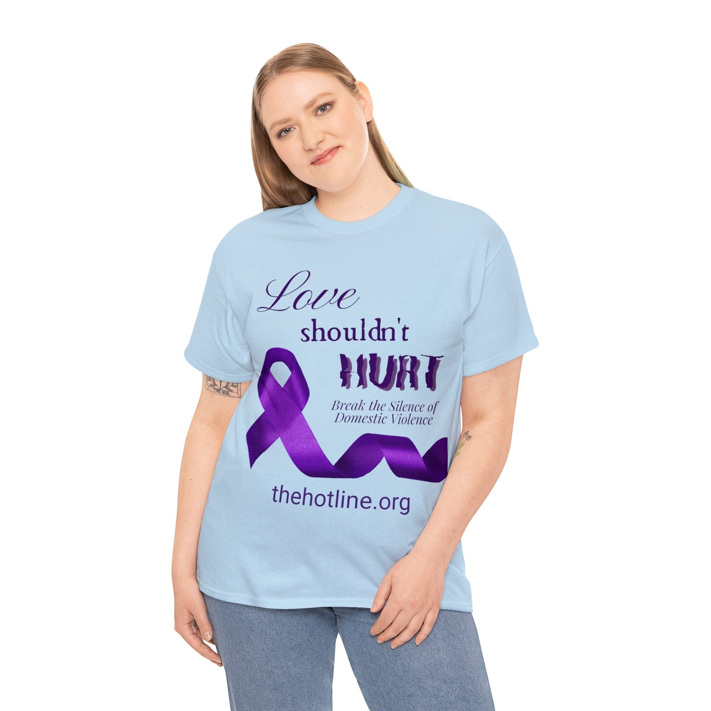 Love Shouldn't Hurt DVA Heavy Cotton Tee (Purple Graphic)