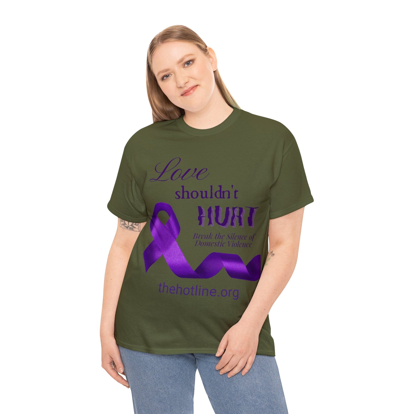 Love Shouldn't Hurt DVA Heavy Cotton Tee (Purple Graphic)