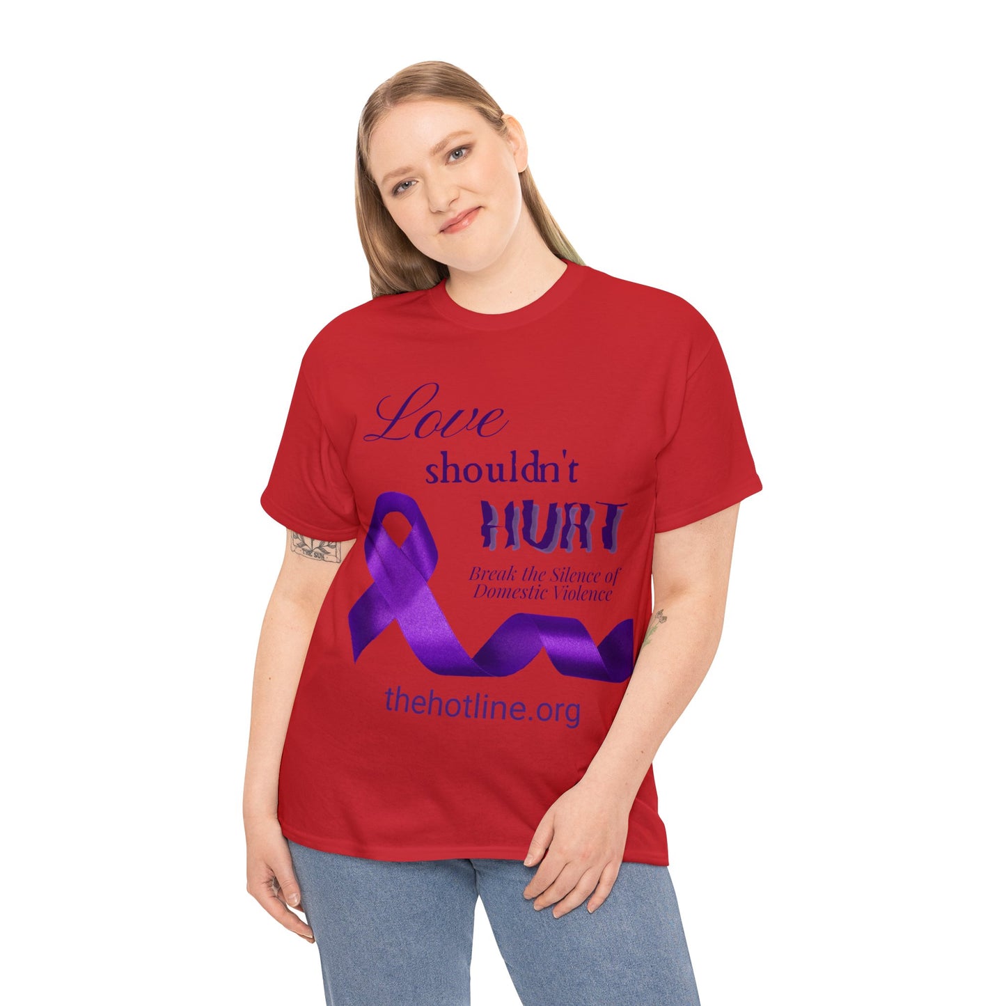 Love Shouldn't Hurt DVA Heavy Cotton Tee (Purple Graphic)