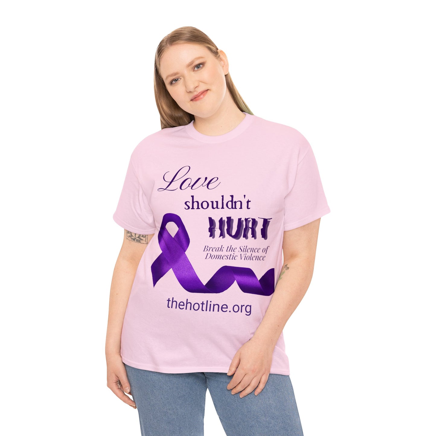 Love Shouldn't Hurt DVA Heavy Cotton Tee (Purple Graphic)