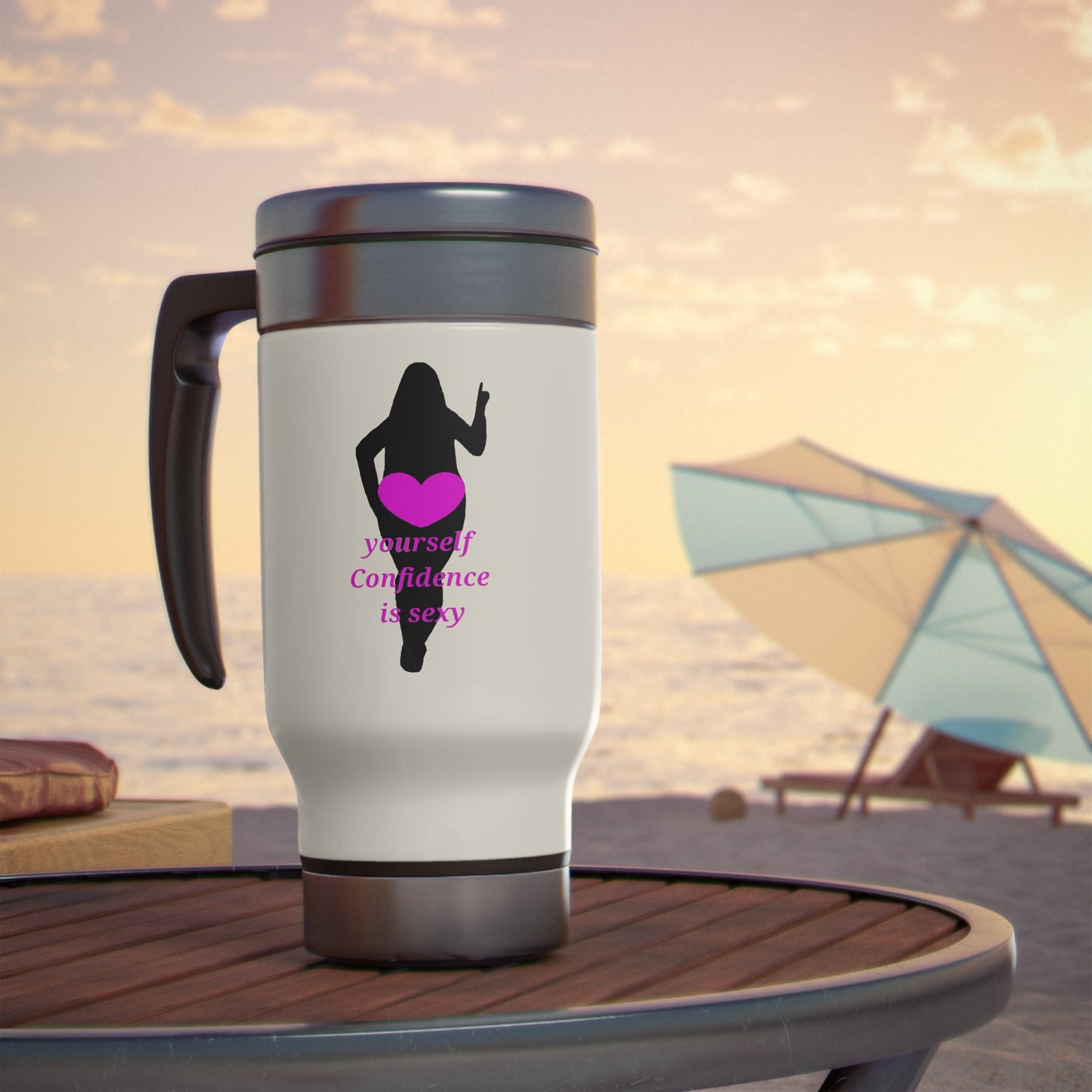 Love Yourself Stainless Steel Travel Mug with Handle, 14oz
