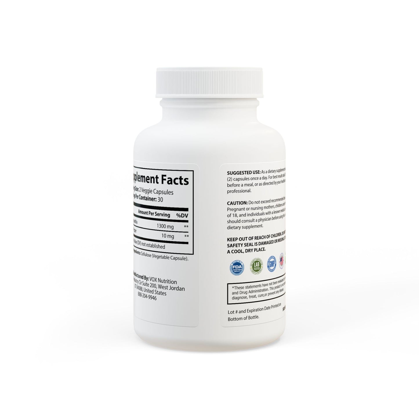 Supplements Ashwagandha and Black Pepper Supplement (60 capsules)