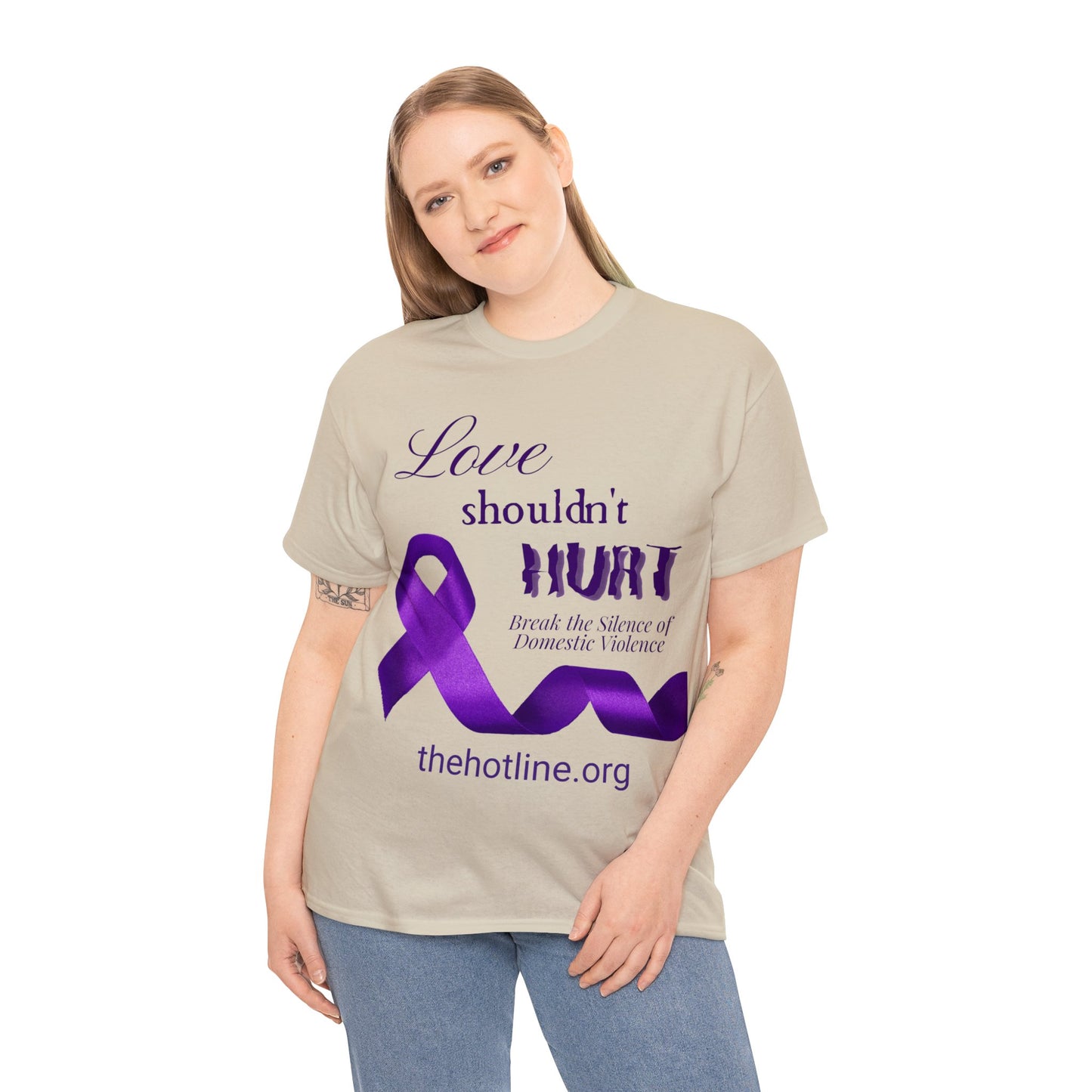 Love Shouldn't Hurt DVA Heavy Cotton Tee (Purple Graphic)