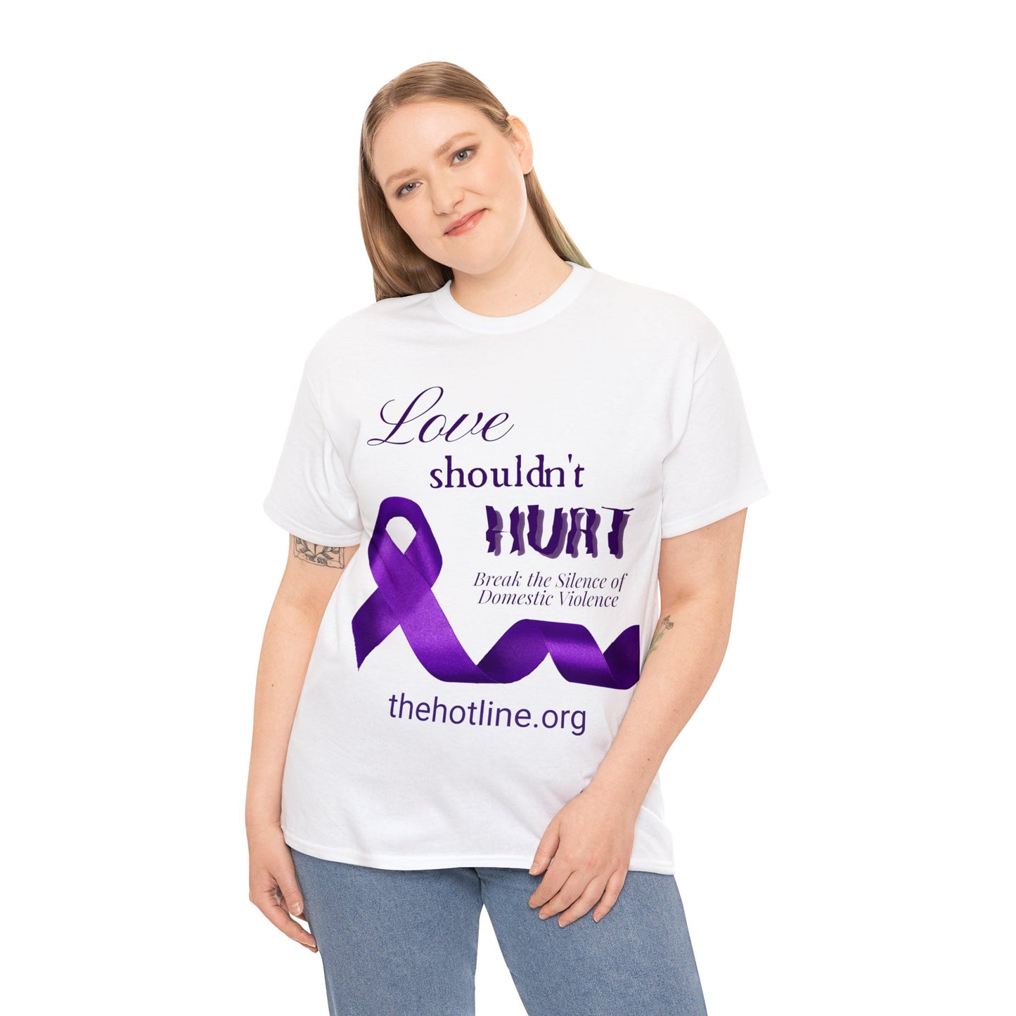 Love Shouldn't Hurt DVA Heavy Cotton Tee (Purple Graphic)