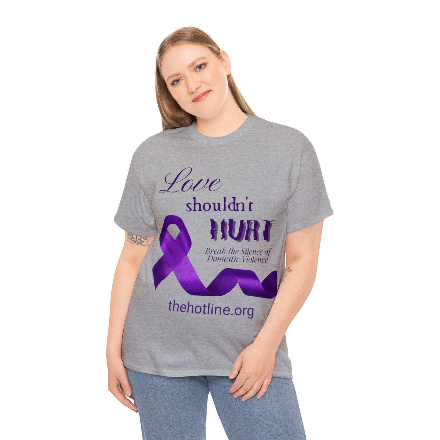 Love Shouldn't Hurt DVA Heavy Cotton Tee (Purple Graphic)