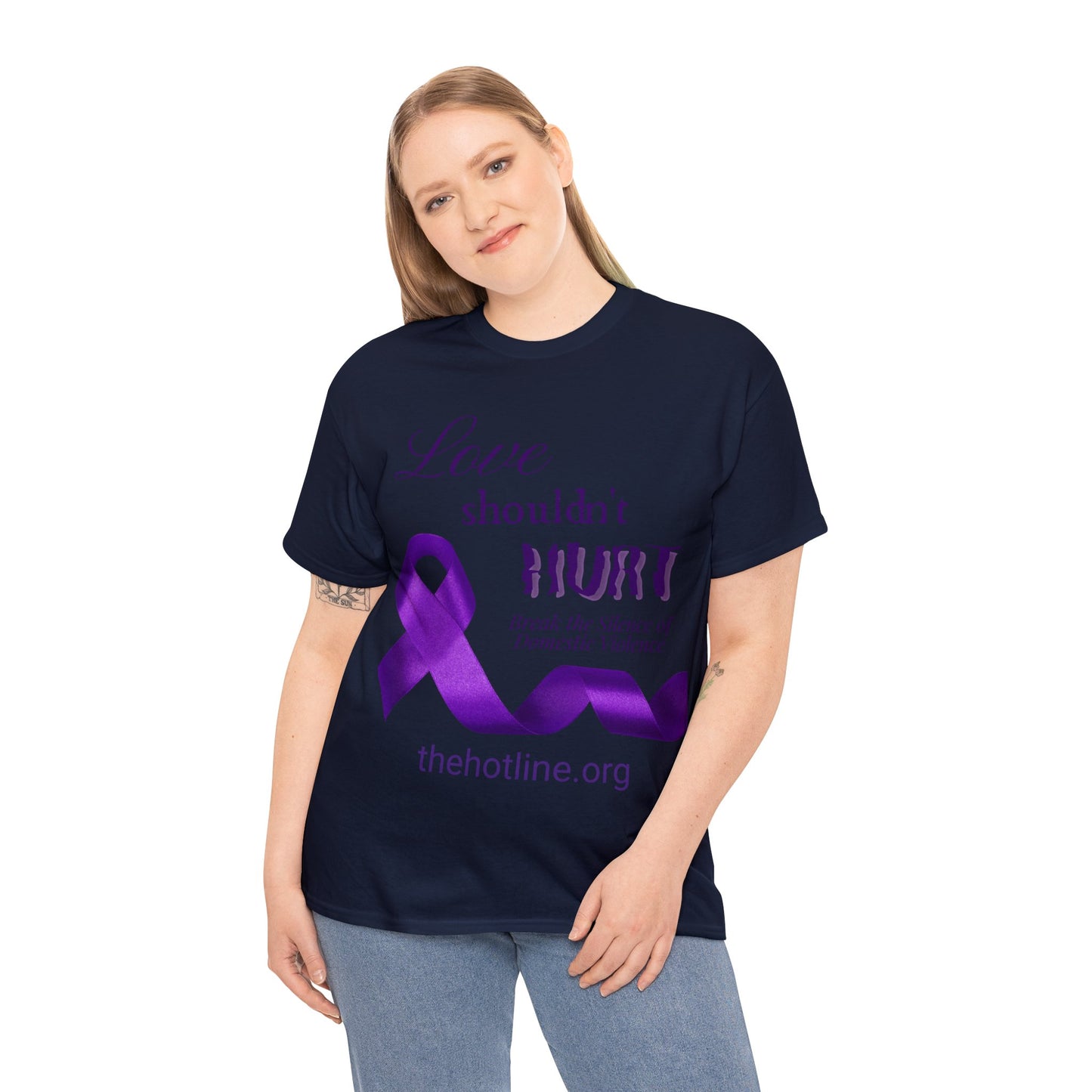 Love Shouldn't Hurt DVA Heavy Cotton Tee (Purple Graphic)