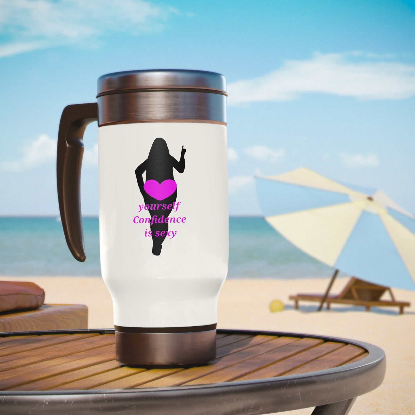 Love Yourself Stainless Steel Travel Mug with Handle, 14oz