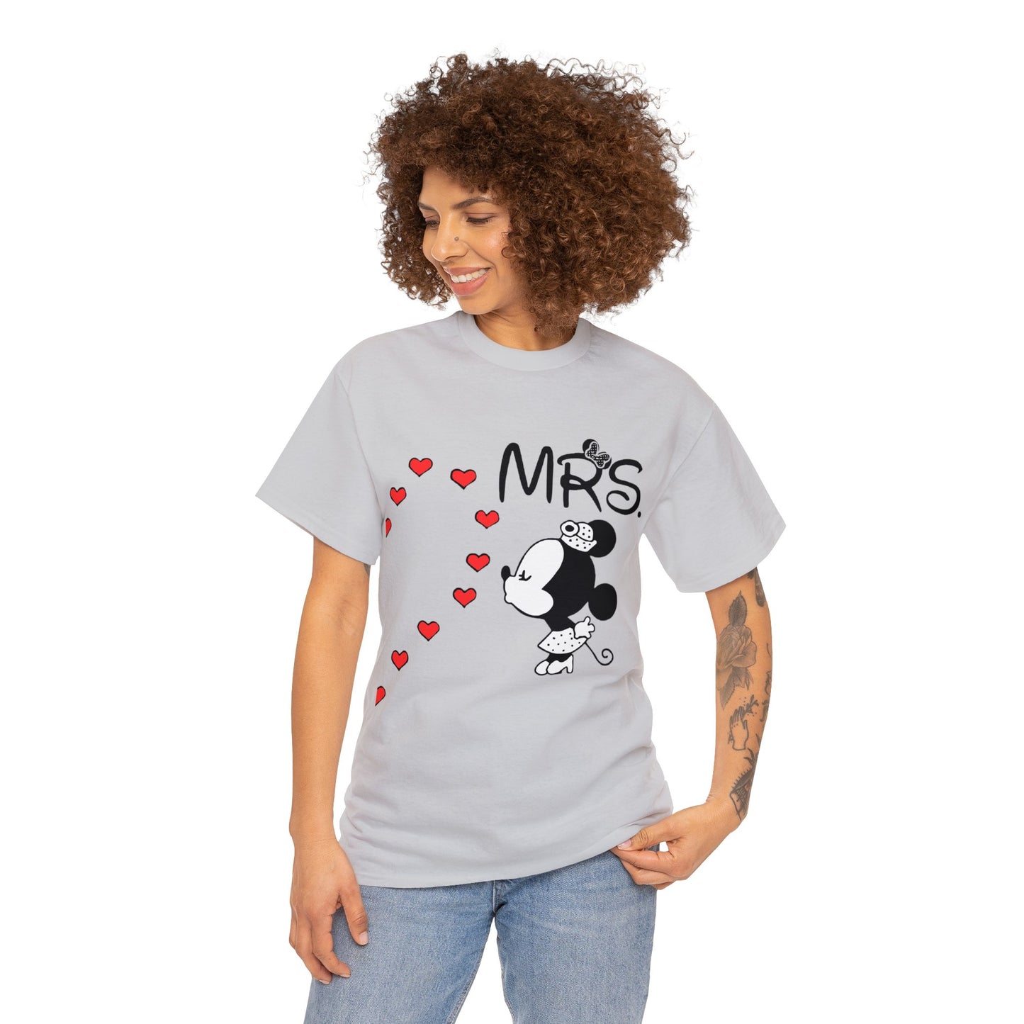 His/Hers - Mrs. Minnie Mouse Unisex Heavy Cotton Tee (Black Graphic)