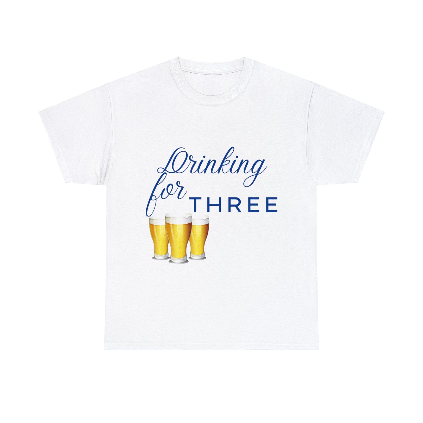 His/Hers - Drinking for Three Unisex Heavy Cotton Tee (Blue Graphic)