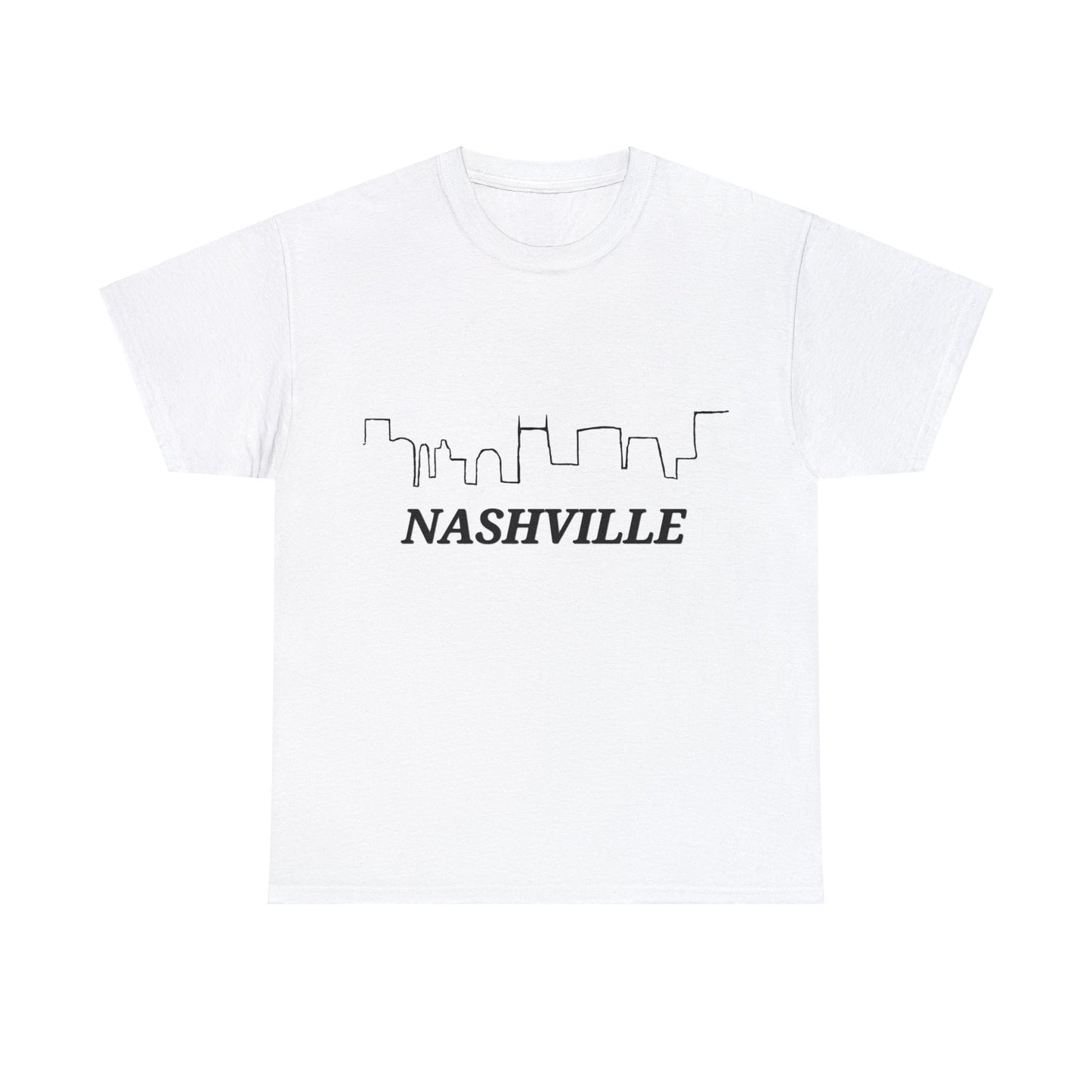 Nashville - Nashville Skyline Unisex Heavy Cotton Tee (Black Graphic)