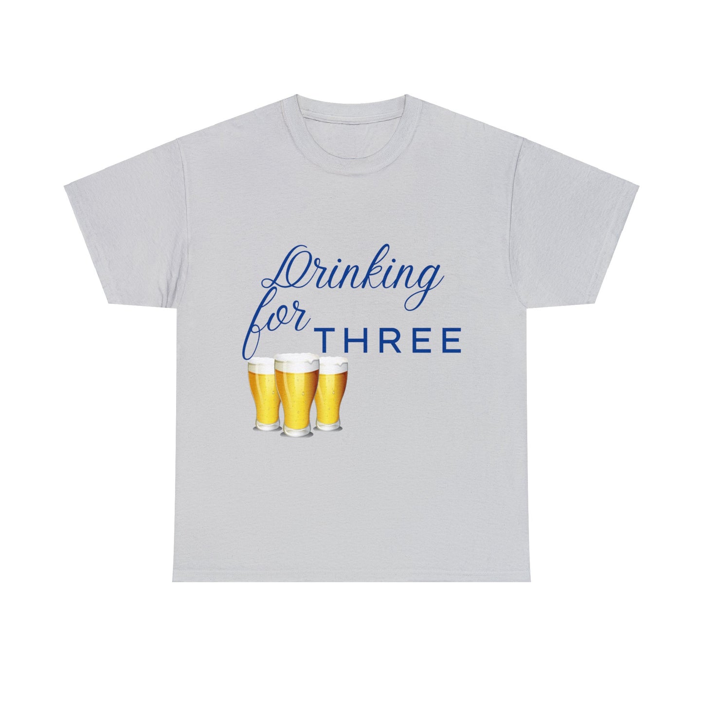 His/Hers - Drinking for Three Unisex Heavy Cotton Tee (Blue Graphic)