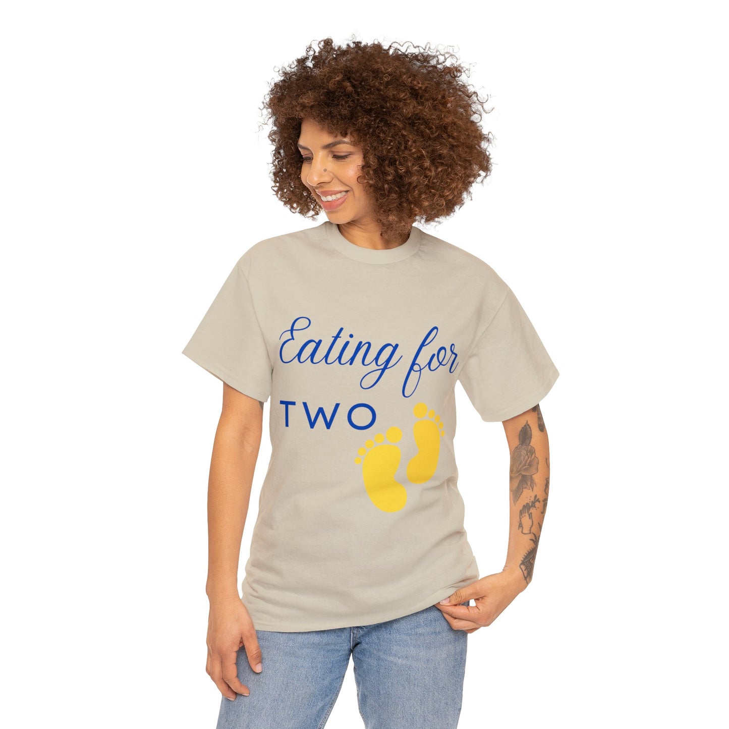 His/Hers - Eating for Two Unisex Heavy Cotton Tee (Black Graphic)