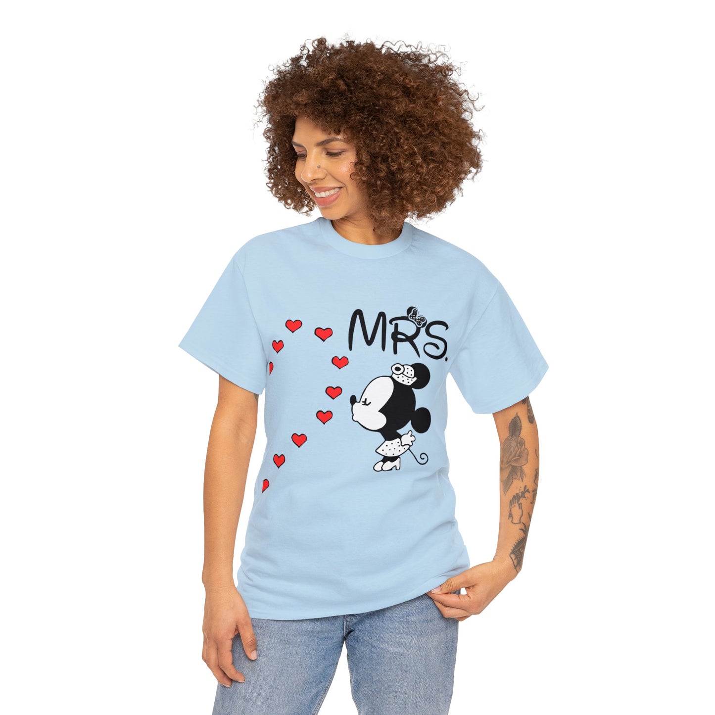 His/Hers - Mrs. Minnie Mouse Unisex Heavy Cotton Tee (Black Graphic)