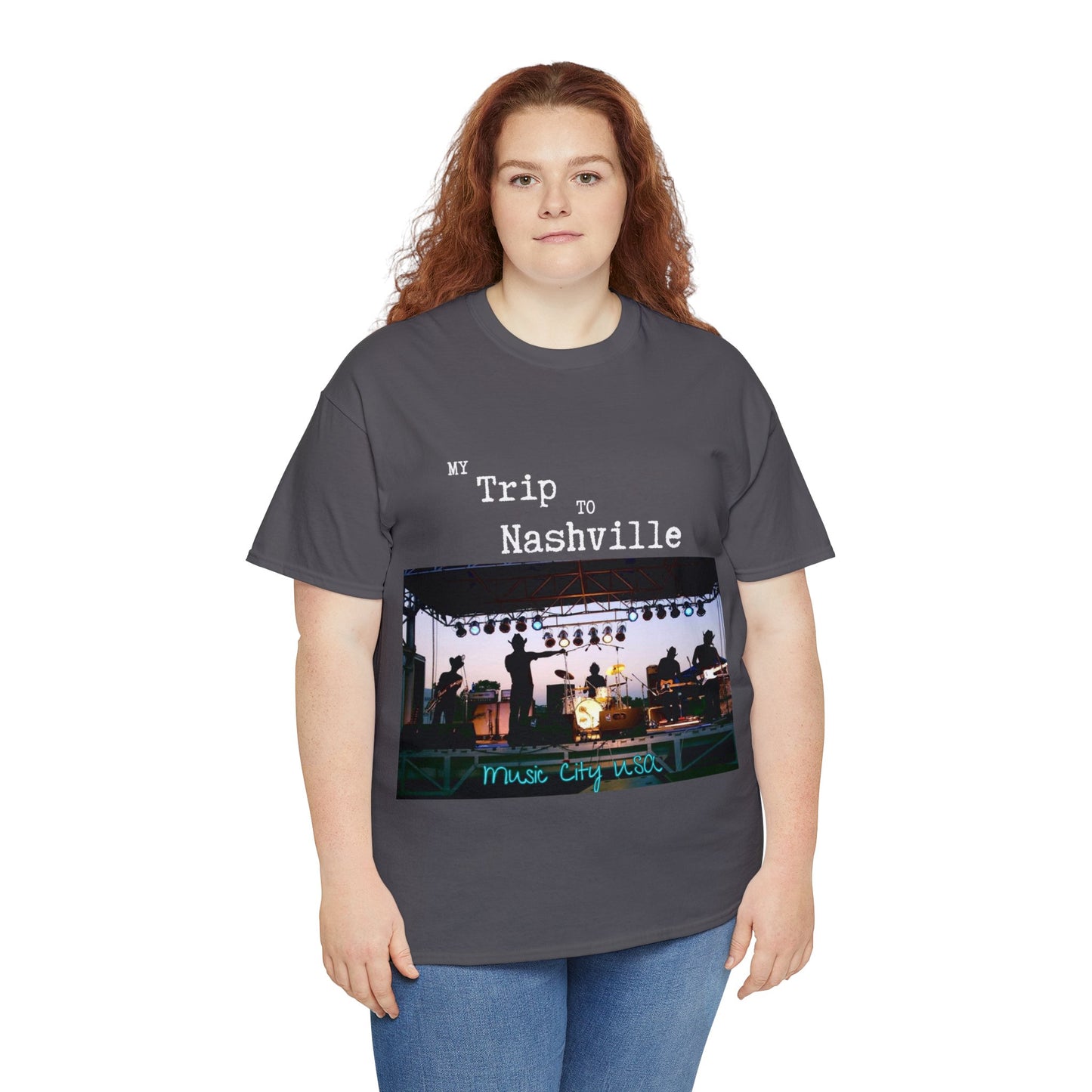 Nashville - My Trip to Nashville Unisex Heavy Cotton Tee (White Graphic)