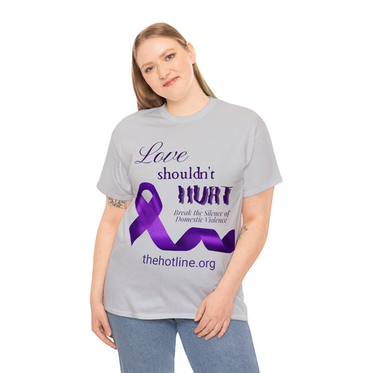 Love Shouldn't Hurt DVA Heavy Cotton Tee (Purple Graphic)
