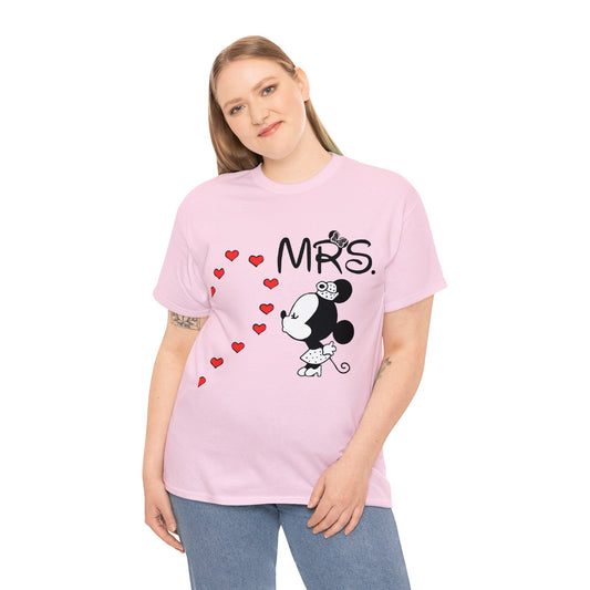 His/Hers - Mrs. Minnie Mouse Unisex Heavy Cotton Tee (Black Graphic)