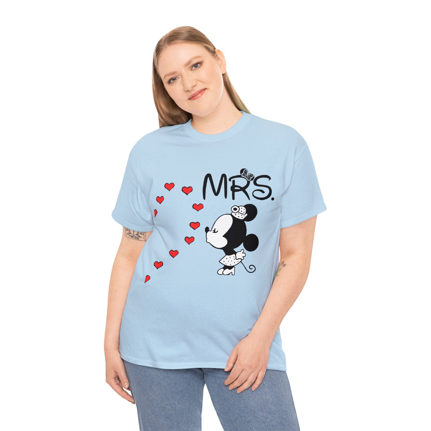 His/Hers - Mrs. Minnie Mouse Unisex Heavy Cotton Tee (Black Graphic)