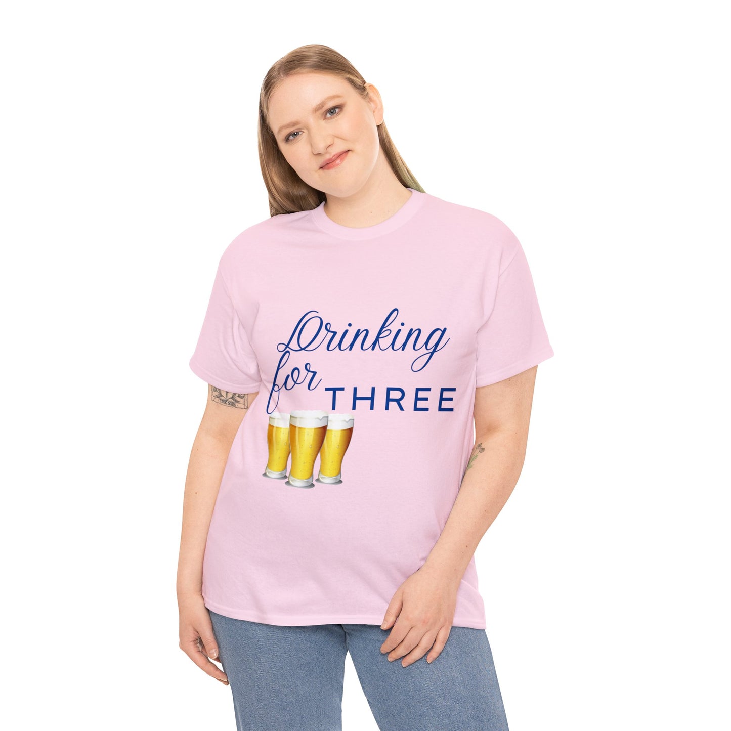 His/Hers - Drinking for Three Unisex Heavy Cotton Tee (Blue Graphic)