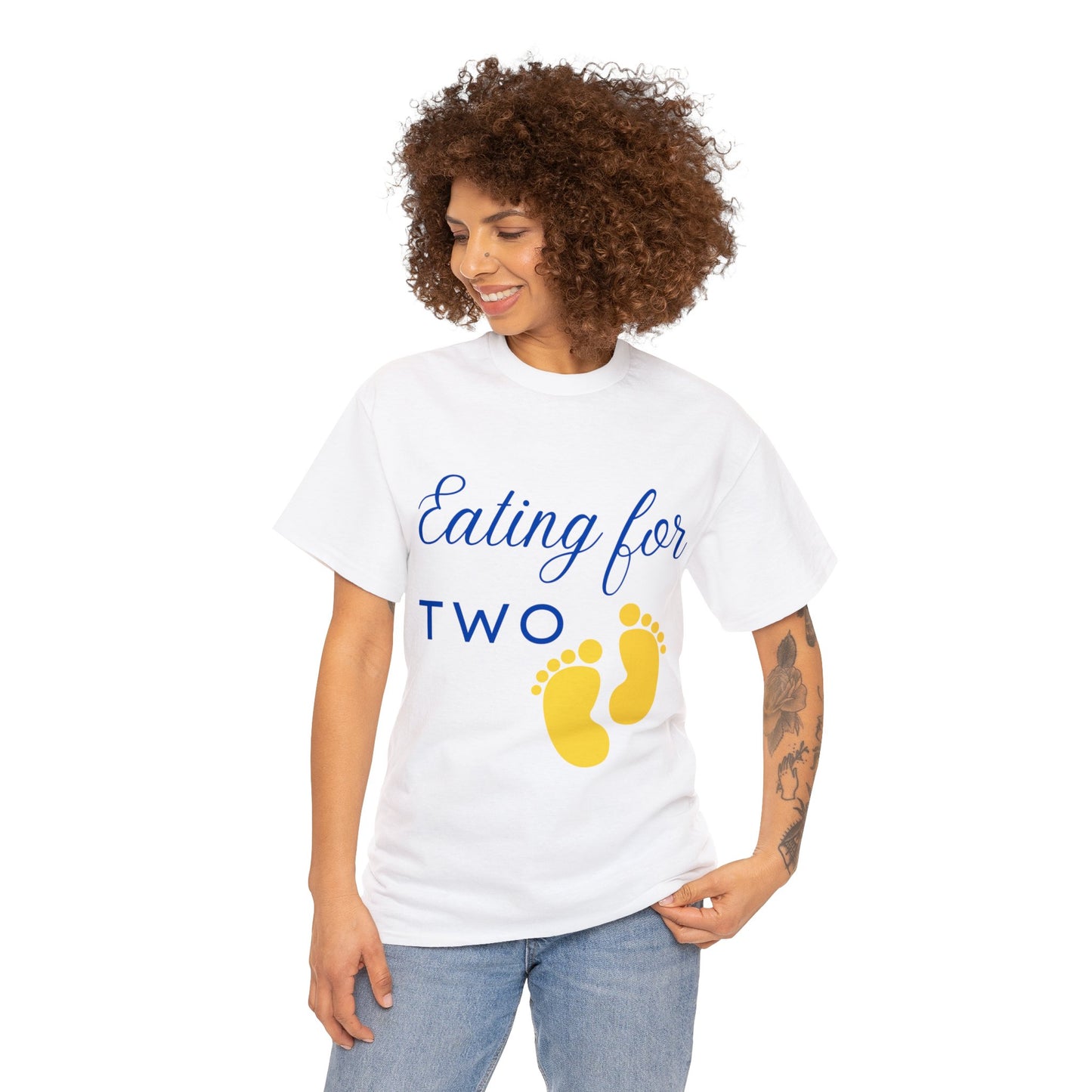 His/Hers - Eating for Two Unisex Heavy Cotton Tee (Black Graphic)