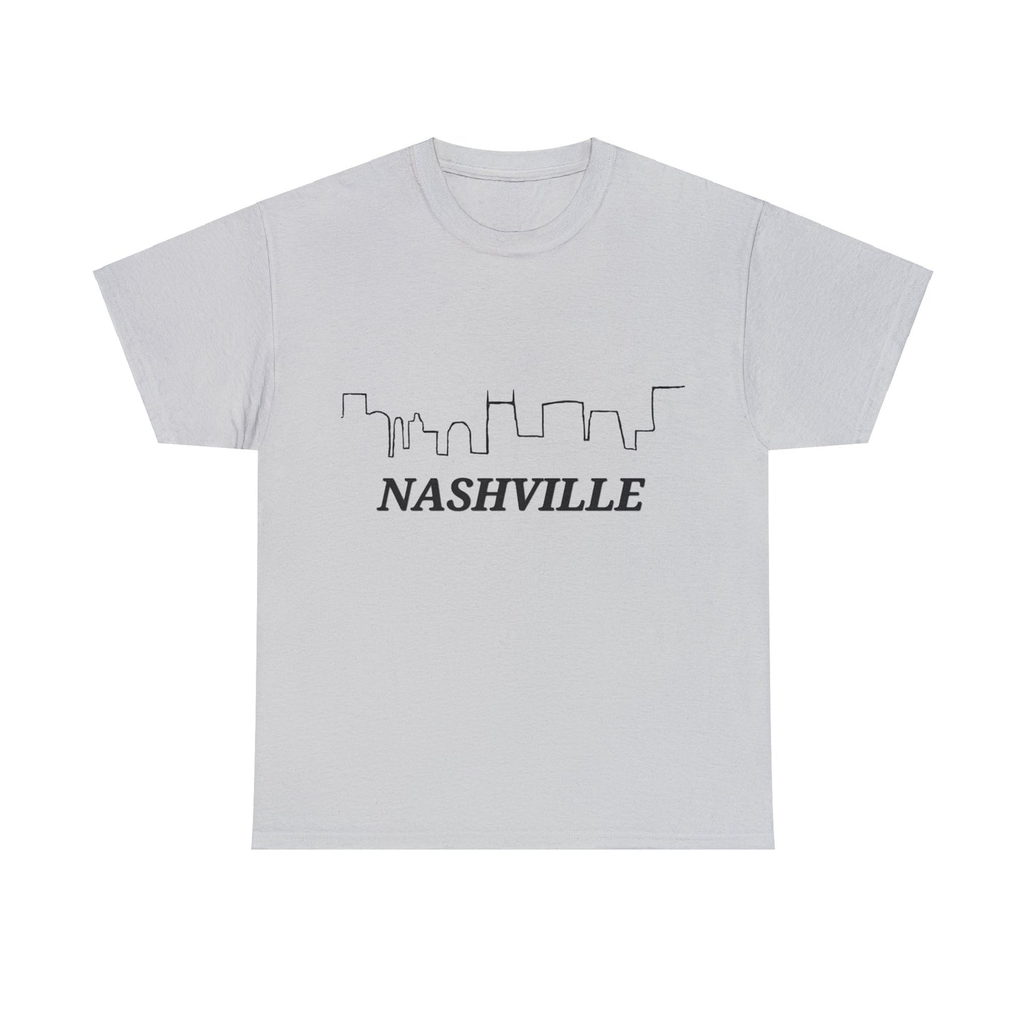 Nashville - Nashville Skyline Unisex Heavy Cotton Tee (Black Graphic)