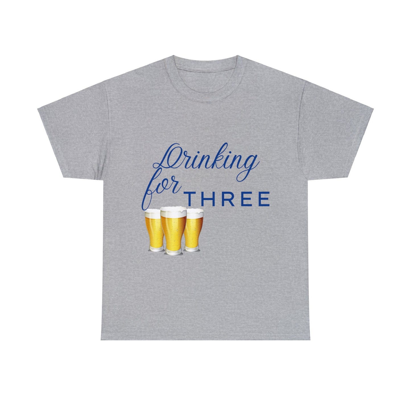 His/Hers - Drinking for Three Unisex Heavy Cotton Tee (Blue Graphic)