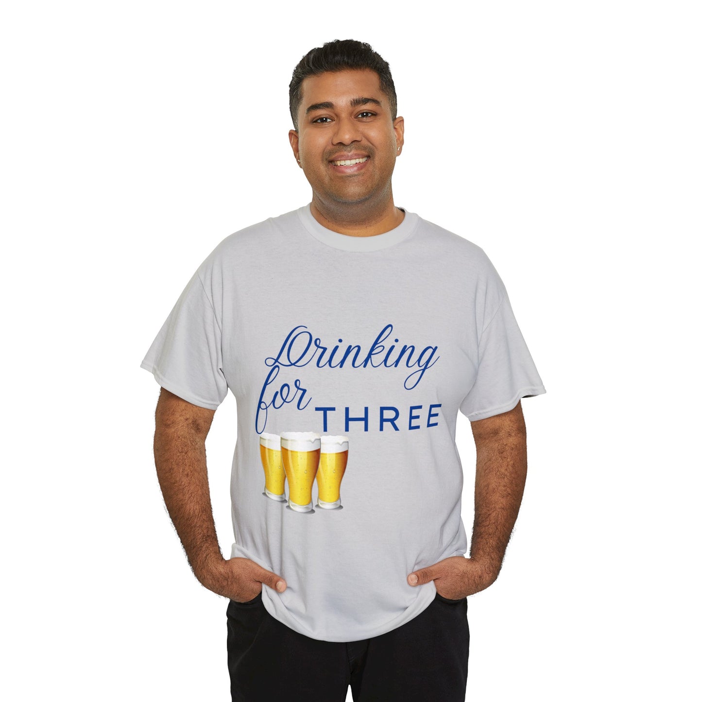 His/Hers - Drinking for Three Unisex Heavy Cotton Tee (Blue Graphic)