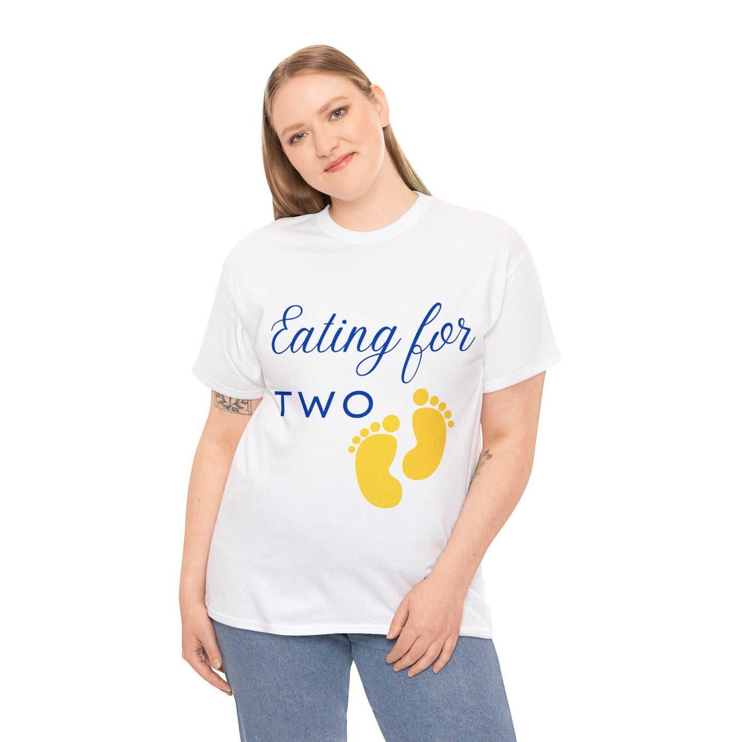 His/Hers - Eating for Two Unisex Heavy Cotton Tee (Black Graphic)