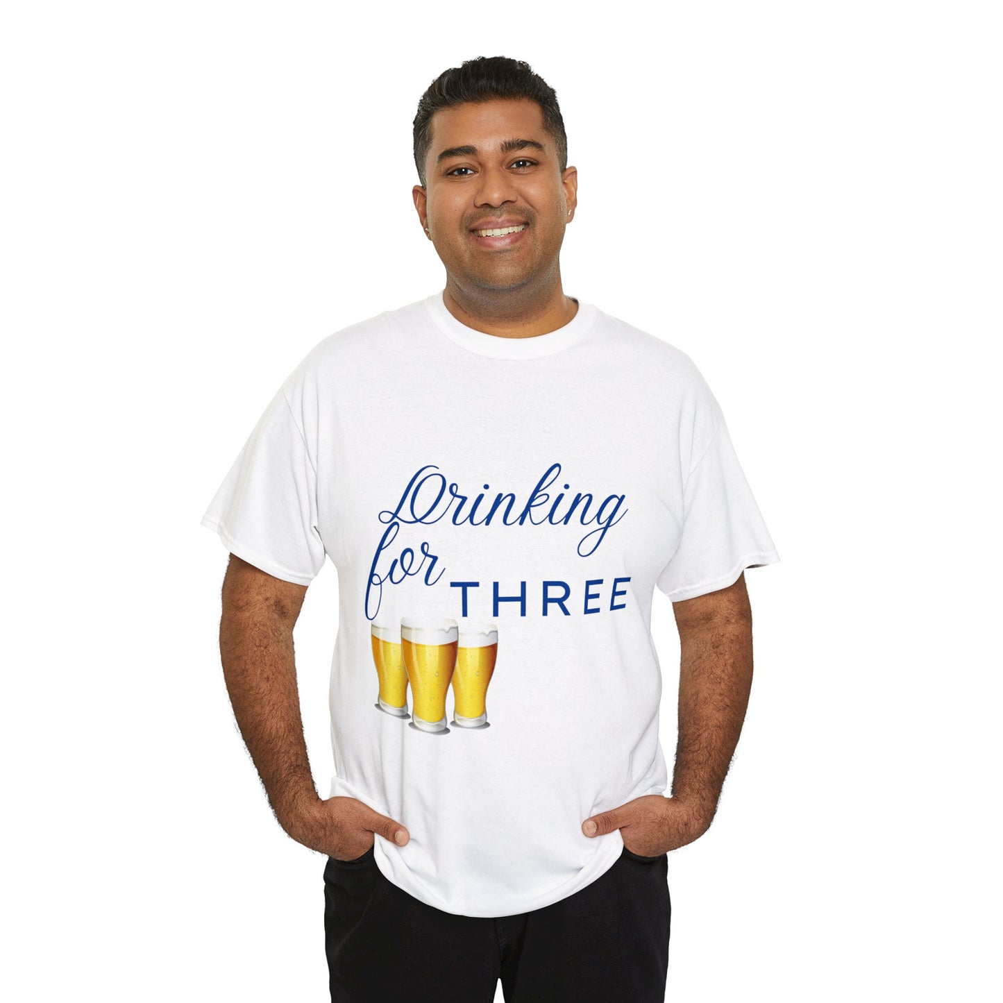 His/Hers - Drinking for Three Unisex Heavy Cotton Tee (Blue Graphic)