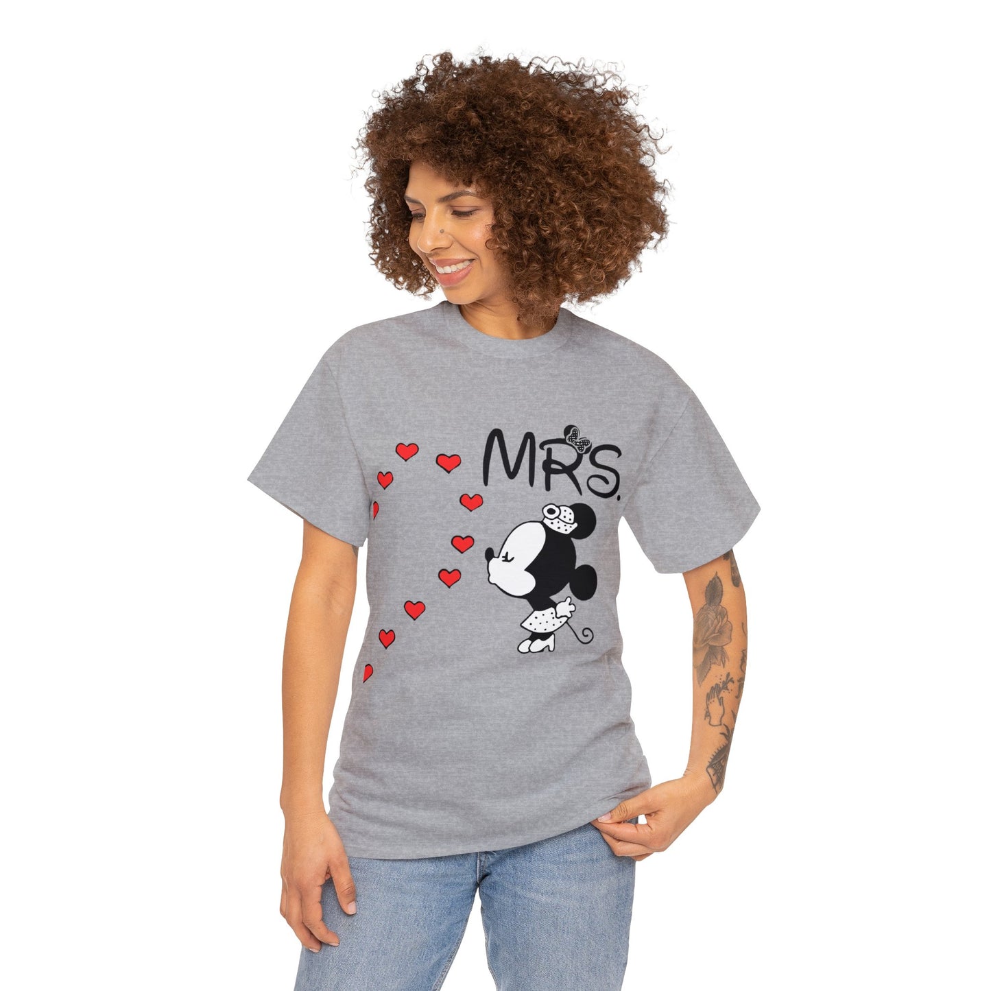 His/Hers - Mrs. Minnie Mouse Unisex Heavy Cotton Tee (Black Graphic)