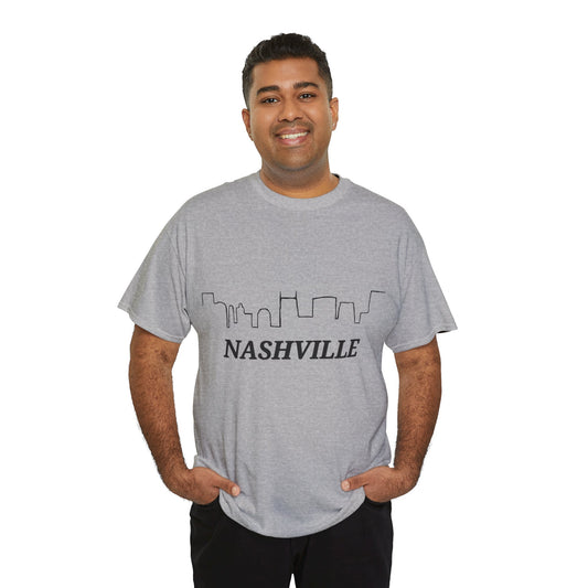 Nashville - Nashville Skyline Unisex Heavy Cotton Tee (Black Graphic)