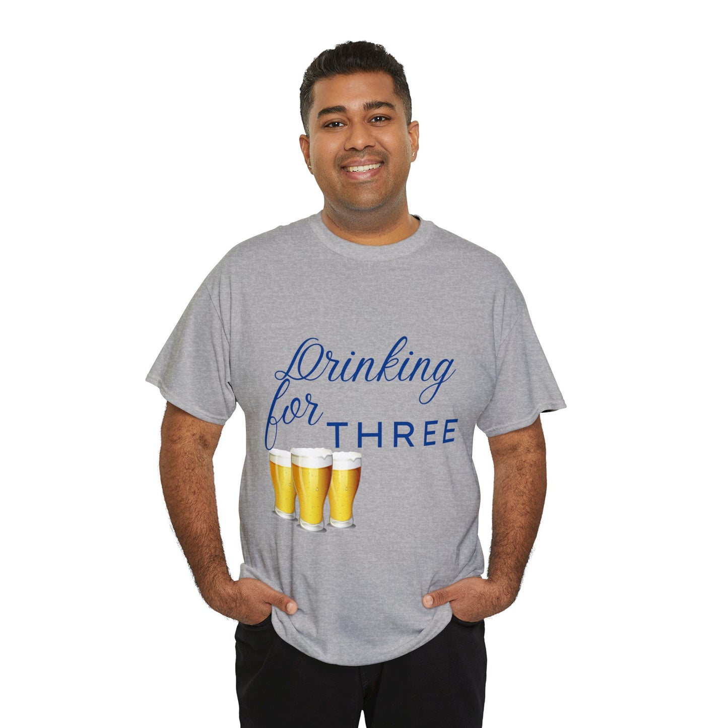 His/Hers - Drinking for Three Unisex Heavy Cotton Tee (Blue Graphic)