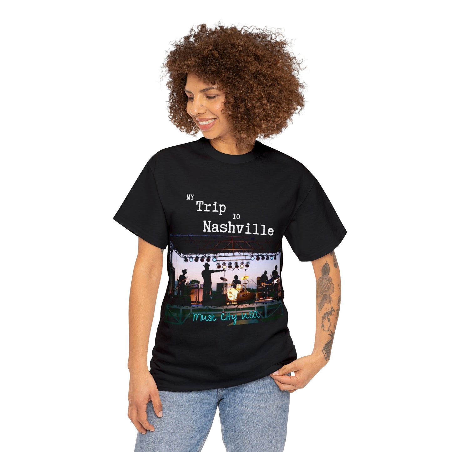 Nashville - My Trip to Nashville Unisex Heavy Cotton Tee (White Graphic)