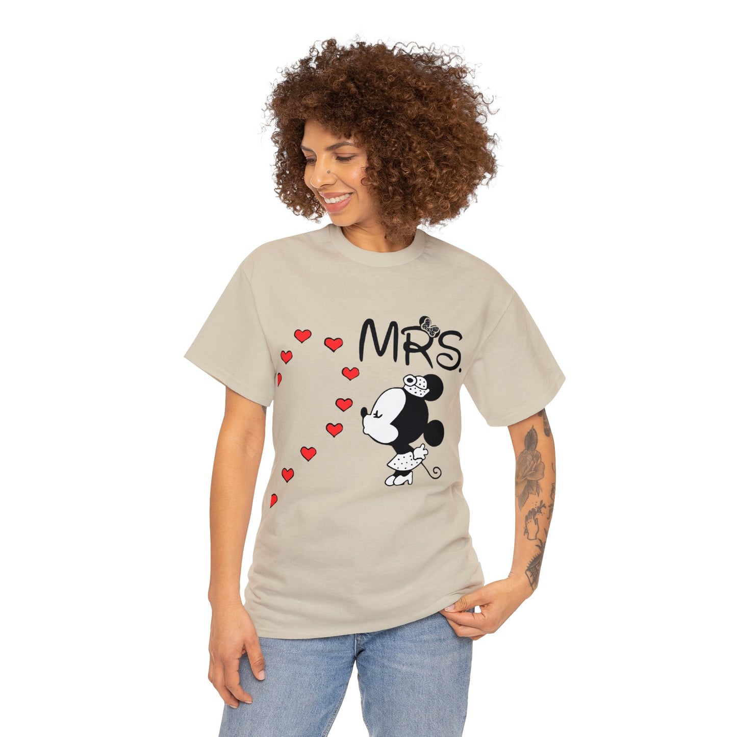 His/Hers - Mrs. Minnie Mouse Unisex Heavy Cotton Tee (Black Graphic)