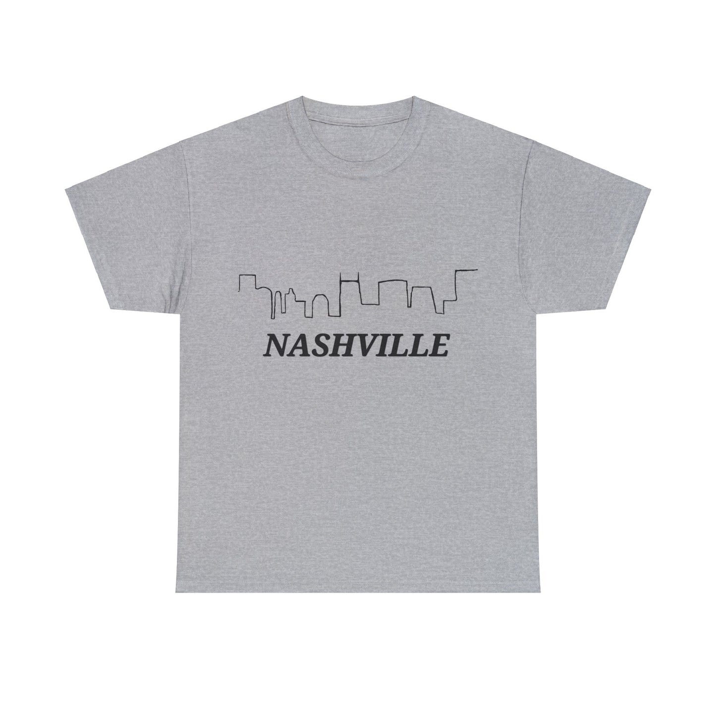 Nashville - Nashville Skyline Unisex Heavy Cotton Tee (Black Graphic)