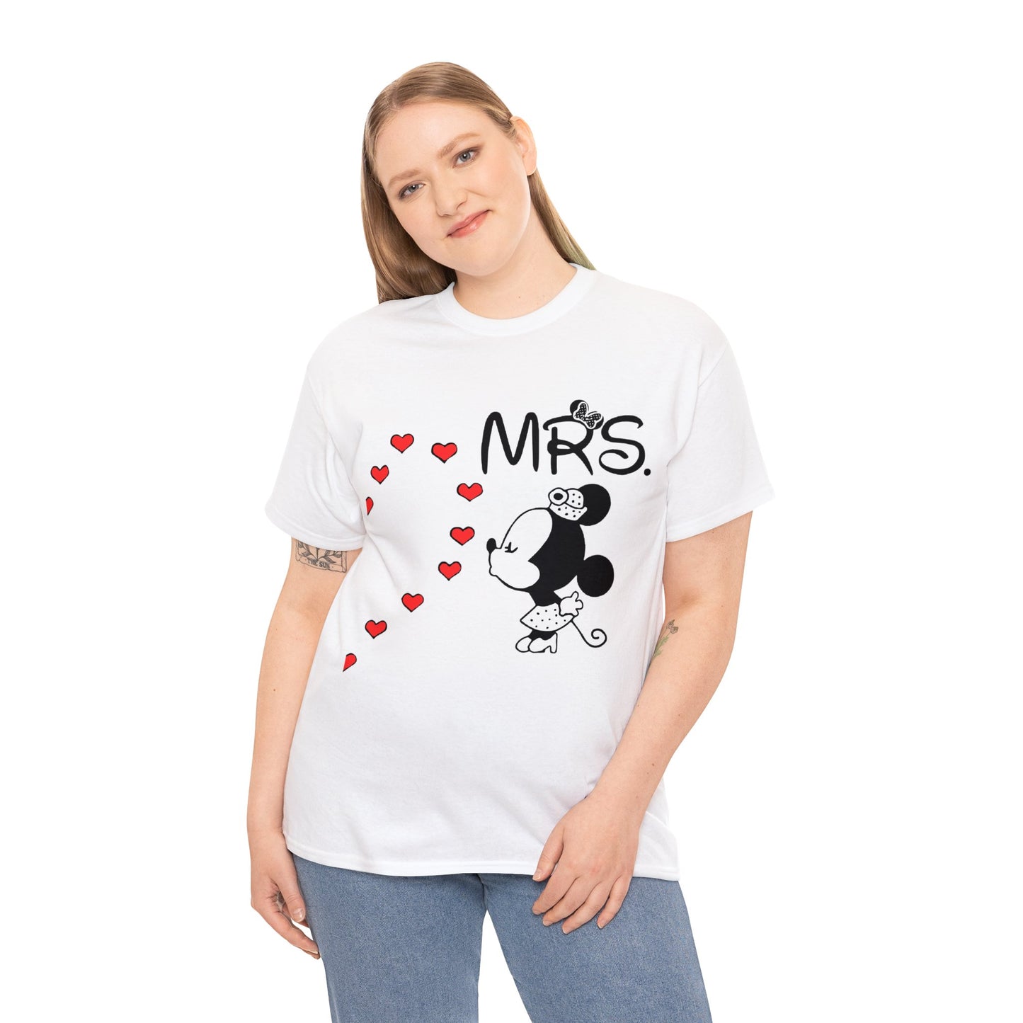 His/Hers - Mrs. Minnie Mouse Unisex Heavy Cotton Tee (Black Graphic)