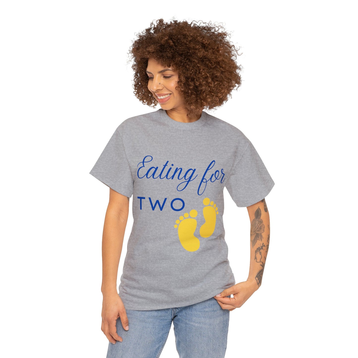 His/Hers - Eating for Two Unisex Heavy Cotton Tee (Black Graphic)