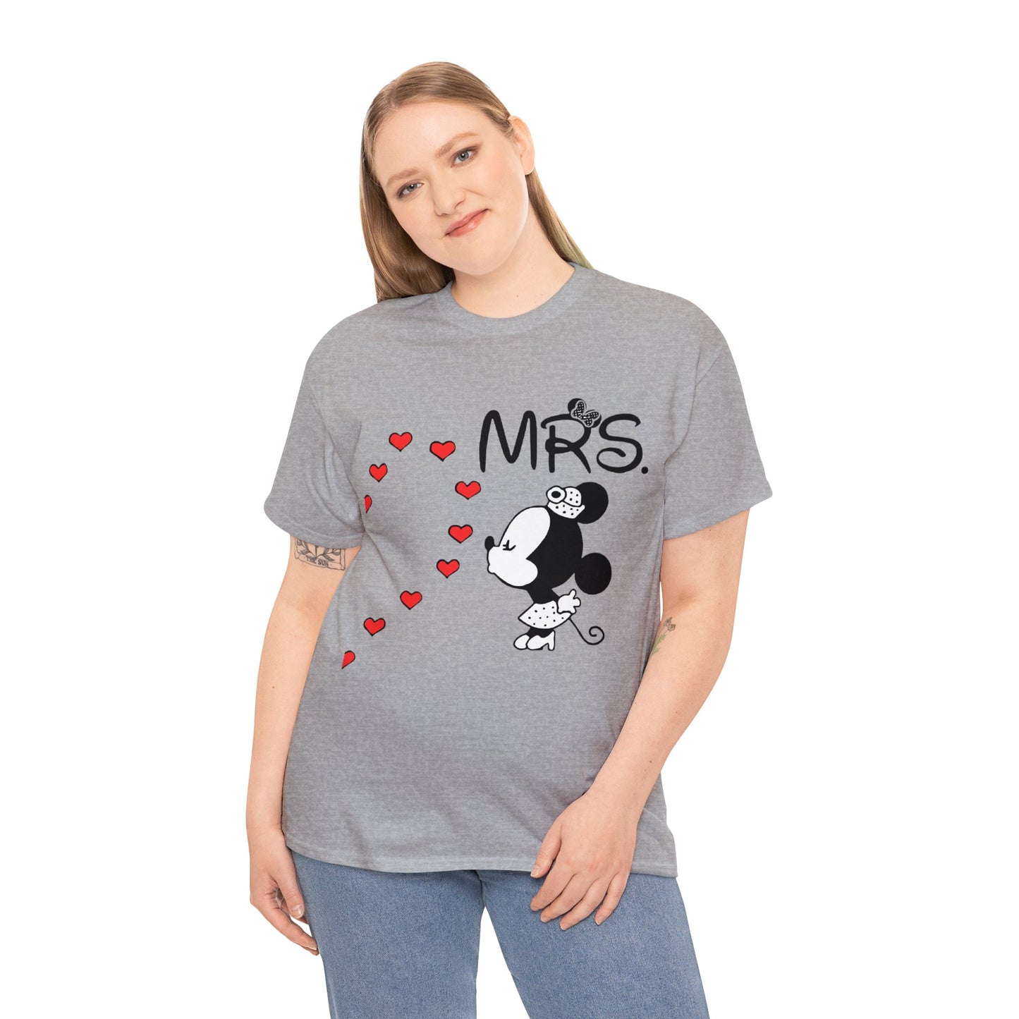 His/Hers - Mrs. Minnie Mouse Unisex Heavy Cotton Tee (Black Graphic)