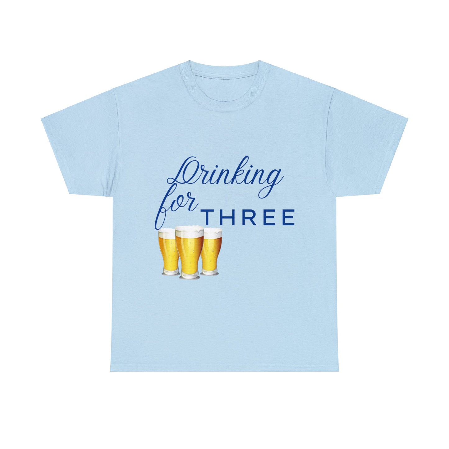 His/Hers - Drinking for Three Unisex Heavy Cotton Tee (Blue Graphic)